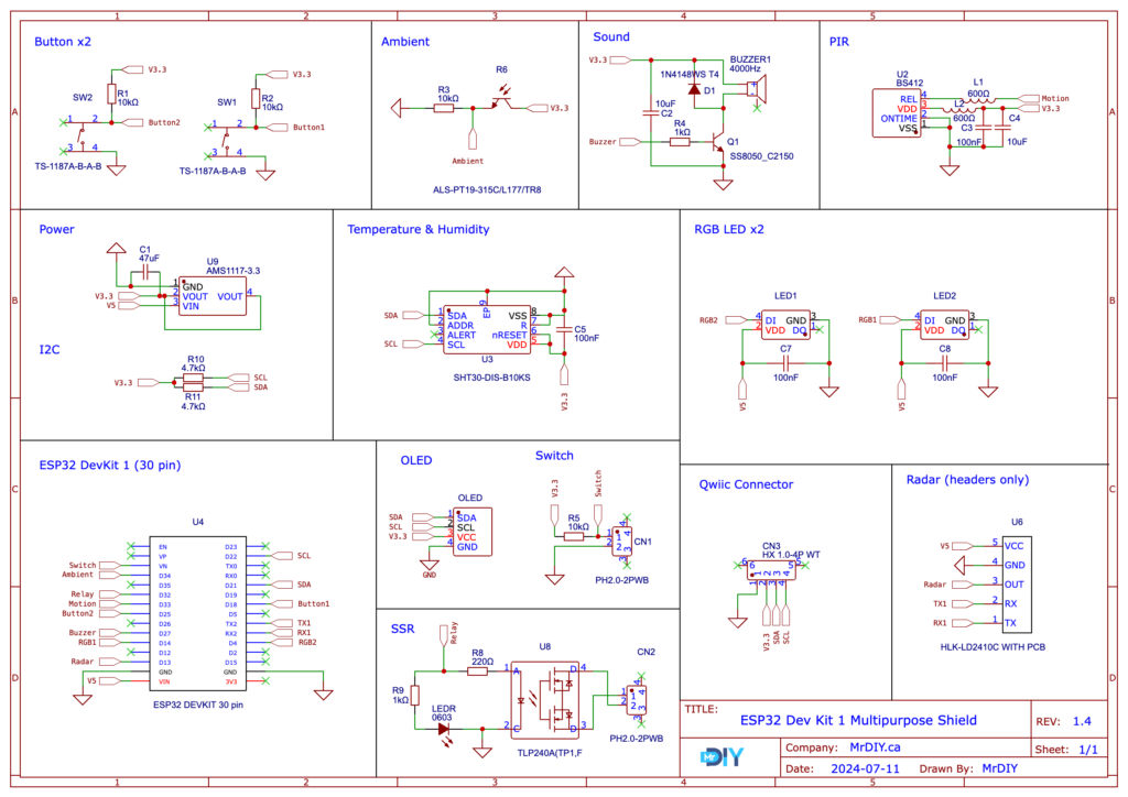 schematic Multipurpose Shield for for ESP32 DevKit 1 - v1.4